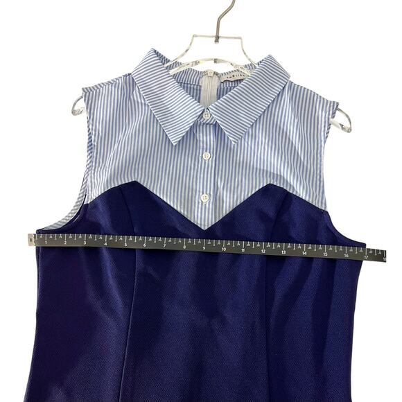 English Factory Navy & White Oxford Pinstripe Mini Dress Sz Small - Picture 7 of 8